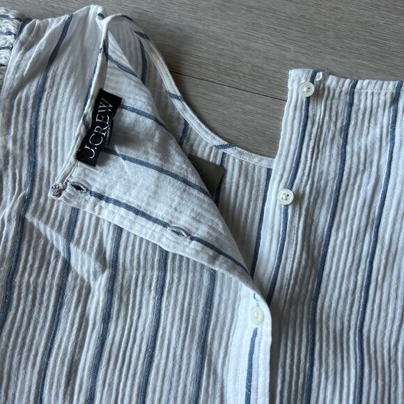 J Crew Puff Sleeve Top In Sheer Gauze Womens Medium White Striped - Picture 7 of 11